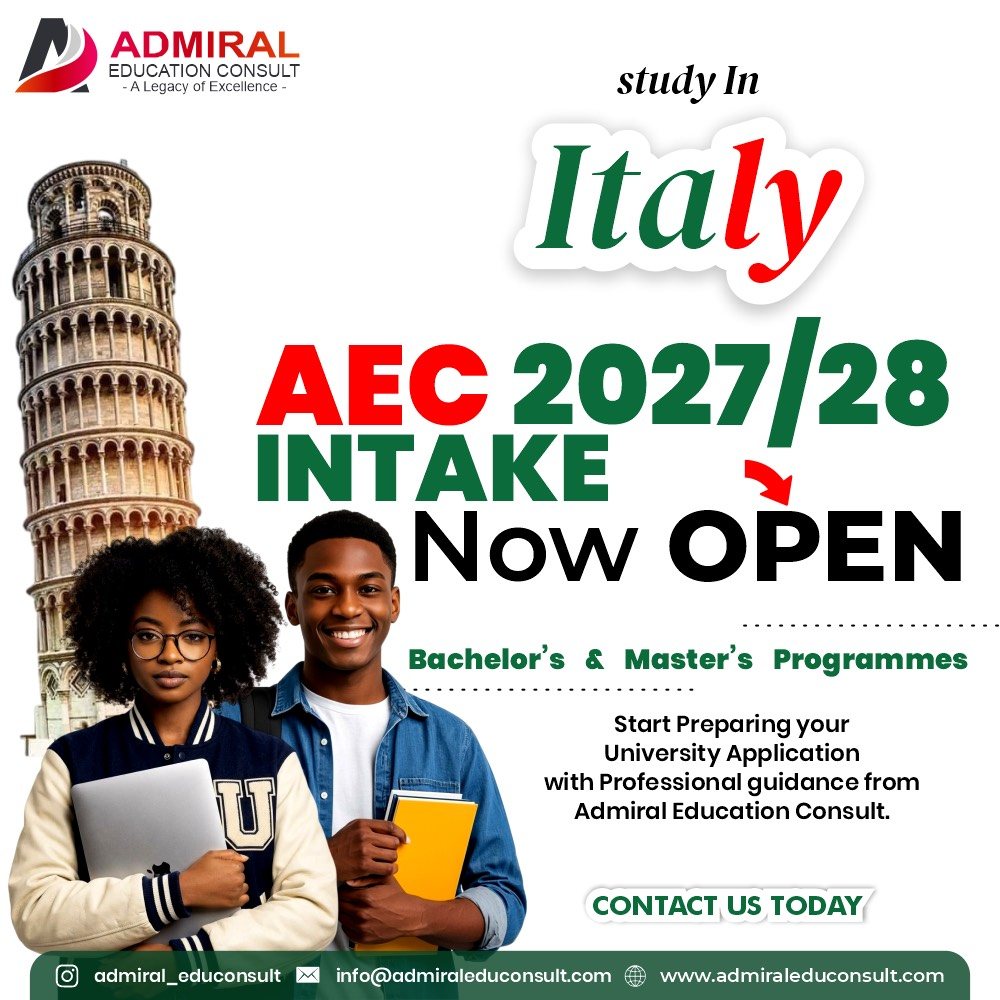 AEC 2027/28 Intake Now Open — Bachelor's and Master's programmes. Contact Admiral Education Consult.