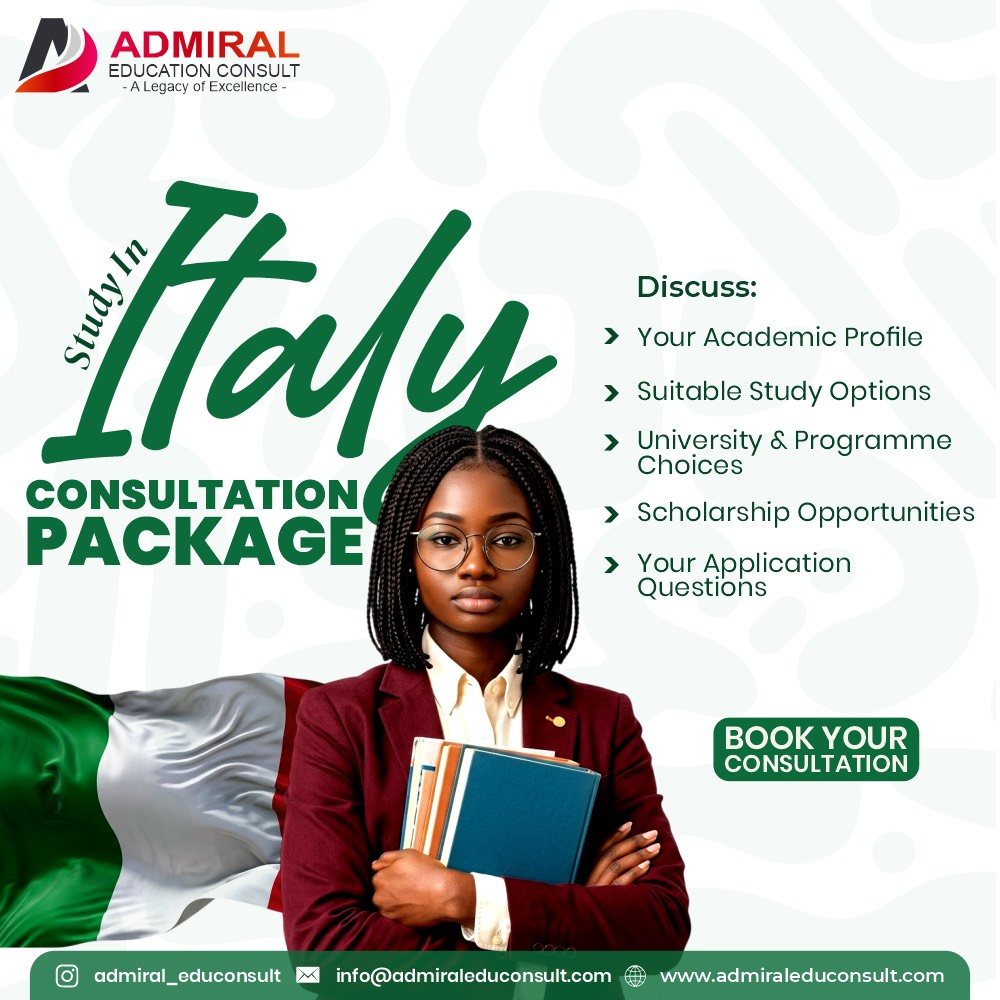 Study in Italy consultation package. Discuss your academic profile, suitable study options, university and programme choices, scholarship opportunities and your application questions.