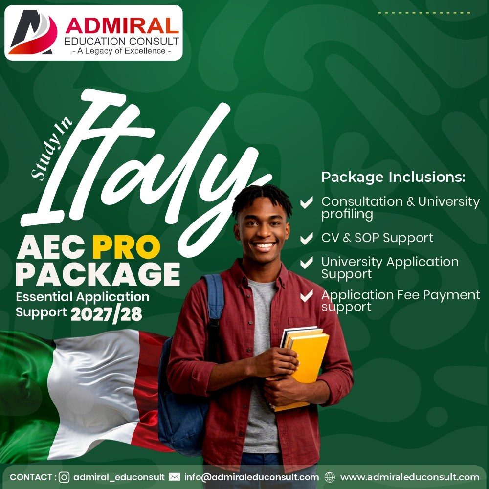 AEC Pro Package flyer, 2027/28: consultation and university profiling, CV and SOP support, university application support, application fee payment support.